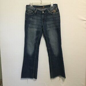 7 For All Mankind Flynt Jeans with Rhinestone Pockets and Raw Hem Size 30